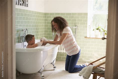 bath mom son|987 Mother And Son In Bathtub .